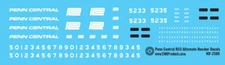 N Scale - Penn Central RS3 Alternate Numbers Decals