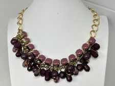 NWT TALBOTS Goldtone Purple Acrylic Rhineston...