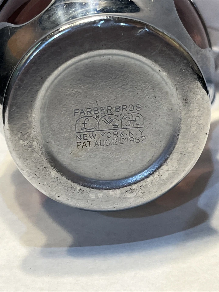 Винтажный Farber Bros New York Creamer Фиолетовое Стекло И Серебристый Металл 1932 - Изображение 4 из 4