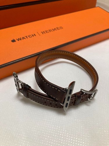 HERMES Skórzany pasek do zegarka Apple Watch Double Tour Fawn Brown 38 40 41mm Używany - Zdjęcie 6 z 10