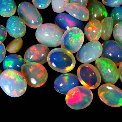 Natural Ethiopian Opal Fire Mix Cabochon Ring Size Loose Gemstone DP83