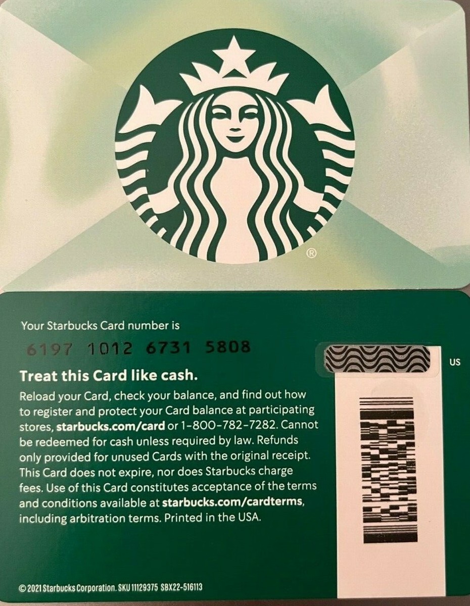 2021 STARBUCKS GIFT CARD #6197 NO VALUE MINT | eBay