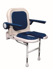 AKW 4000 Serie Horseshoe Fold-Up Shower Seat with Backrest & Arms, Size Options