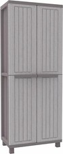 Grey Tall Plastic Cupboard Storage Outdoor Garden Shelves Utility Box Cabinet