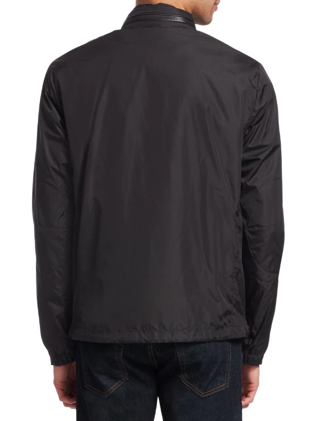 $1,495 Ralph Lauren 紫色标签黑色连帽 Russo 皮革装饰科技夹克全新带标签 — 第 3/4 张图片