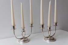 COPPIA DI CANDELABRI 3 FUOCHI IN ARGENTO 800 