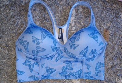 Vs pink racerback push up bustier sport bra NEW size large butterfly