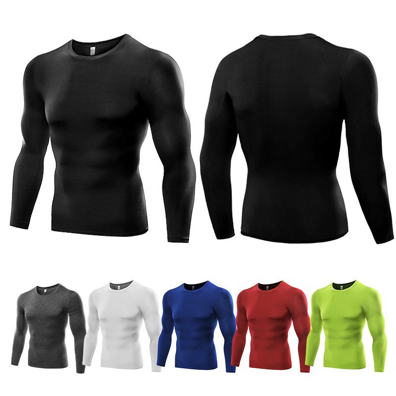 Men Long Sleeve Compression Shirt Base Layer Tight Tops Fitness Sport