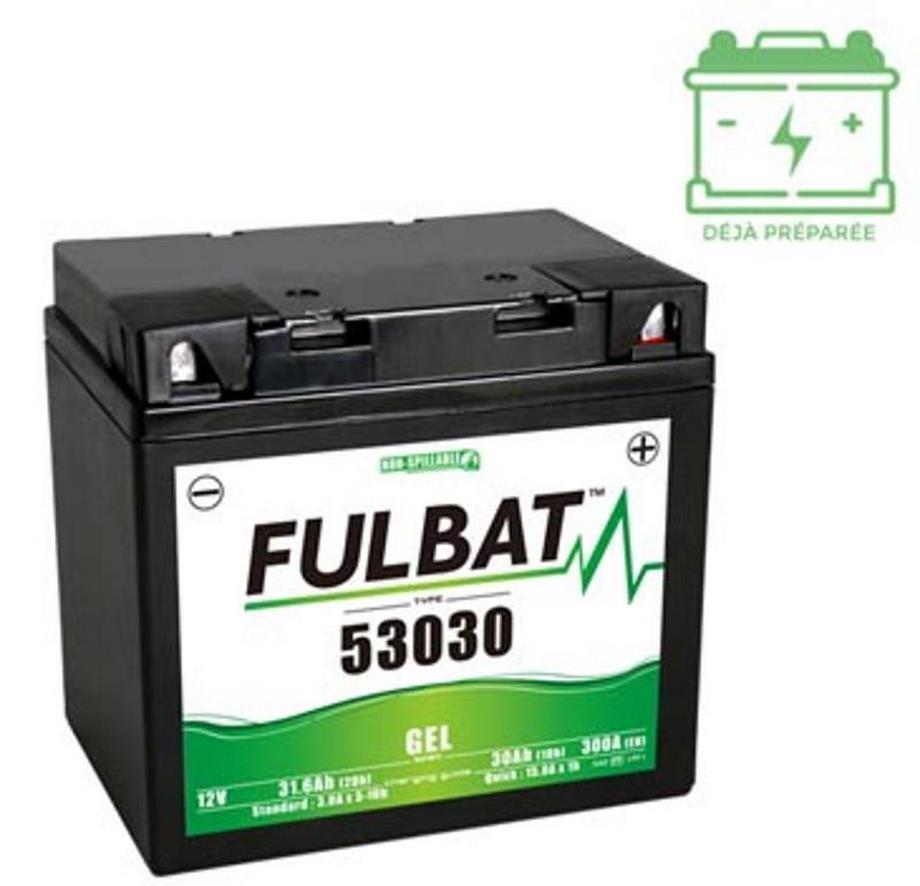 Batterie 12v30ah 53030 Fulbat pour démarrage hivernal de tondeuse autoportée