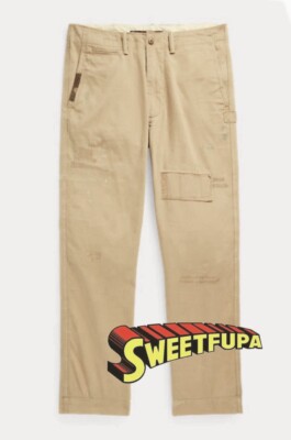 POLO RALPH LAUREN リペアリメイク加工 チノトラウザー Polo Ralph Lauren Distressed Repair Patches Chino Khaki Army Camo