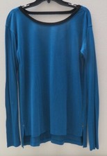 Calvin Klein 42ZK250 320 Women's Sz S Electric Teal Long Sleeve V-Back Shirt 60