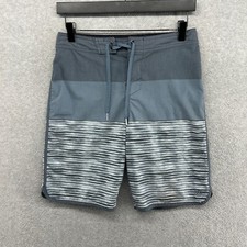 Hang Ten Board Shorts Boys Size Large 14/16 Blue Flat Front Swim Trunks Unlined