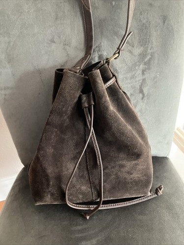 Michael Stars Brown leather Tote Handbag bucket drawstring EUC