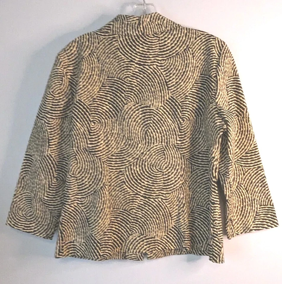 Chaqueta Joseph Ribkoff Cremallera Completa Algodón Spandex Manga 3/4 Talla 8 Negro Tostado Usada en Excelente Condición Foto 2 de 4