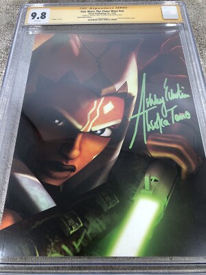 Star Wars Clone Wars 1 CGC 9.8 SS Ashley Eckstein Ashoka Tano Comic Mint GLOW Ed