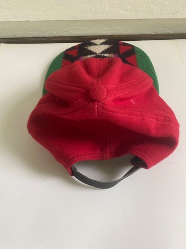 Vintage 90's Pendleton Virgin Wool Fitted Hat Cap Adult Size Aztec Design Red - Picture 4 of 8