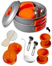 13 pc Camping/Hiking/Backpacking Non-Stick Cookware/Mess Kit Survival Cooking