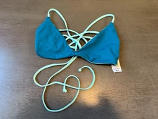 NEW blue strappy  L SPACE swimsuit bikini top size D cup