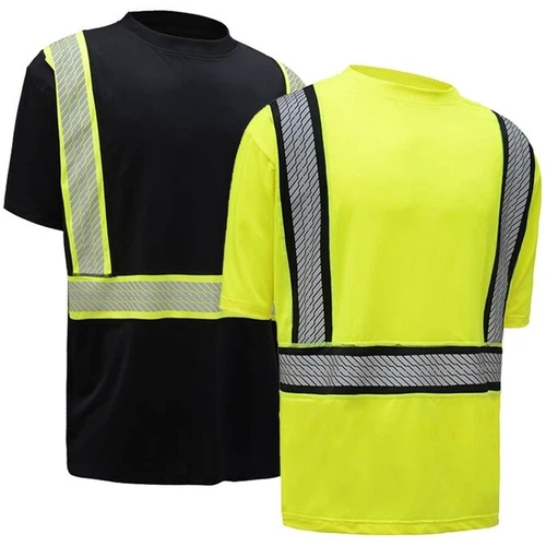 GSS safety shirt CLASS 2 ONYX TWO-TONE ANTI-SNAG T-SHIRT W/SEGMENT TAPE - product listing photo