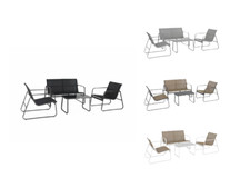Salon De Jardin 4 Personnes Chaise Table Fauteuil Métal Textile Mobilier Jardin