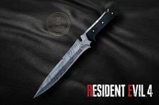 Jack Krauser Replica Knife Resident Evil 4 Damascus Steel Game Knife with Sheath