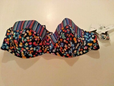 Vera Bradley Navy Blue Swimwear Top Size XL 16-18 Reversible Secure Hooks