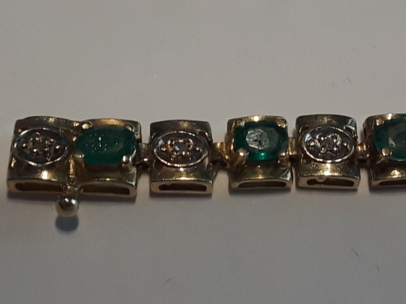 Bracelet-10k Yellow Gold 7.806 gr.-Emerald 2.0 Ct… - image 3