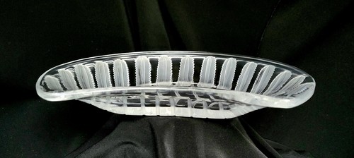 Rare LALIQUE France Art Glass Trinket Dish Frosted Etched Wheat Signed, Perfect - Picture 4 of 14
