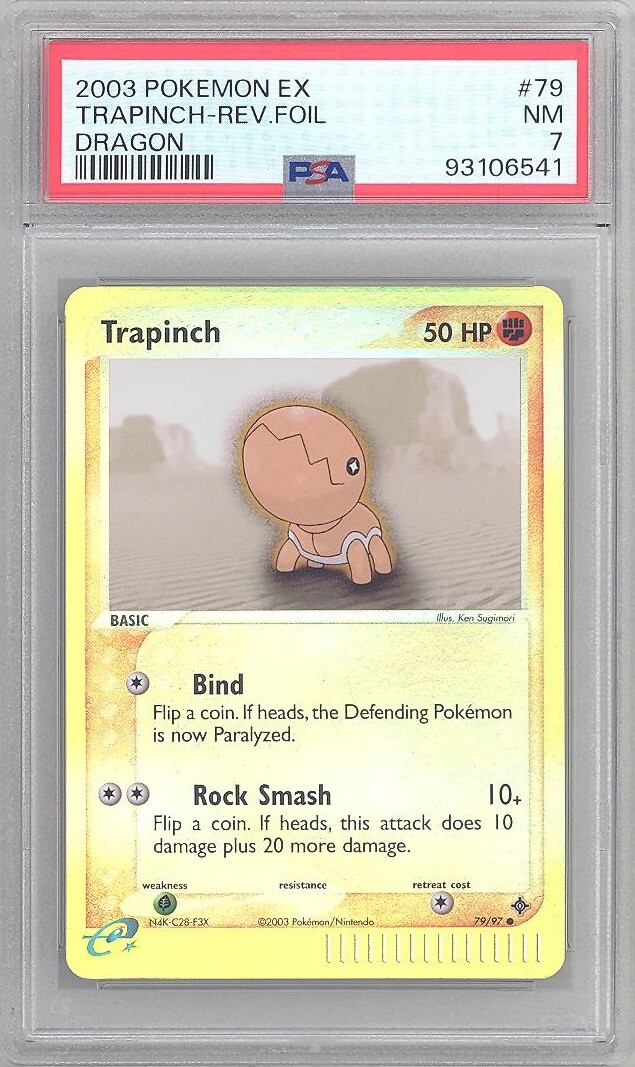 PSA 7 - Pokemon Card - Dragon 79/97 - TRAPINCH (REVERSE holo-foil) - NM