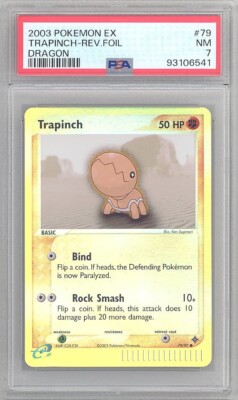 PSA 7 - Pokemon Card - Dragon 79/97 - TRAPINCH (REVERSE holo-foil