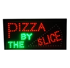Pizza BY THE Slice Sign Animated LED Pizza Window Sign Pizza Place Retail Sign