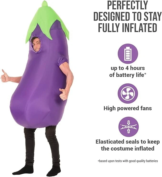 Disfraz de berenjena inflable para adultos divertido traje gigante inflable Halloween Foto 3 de 4