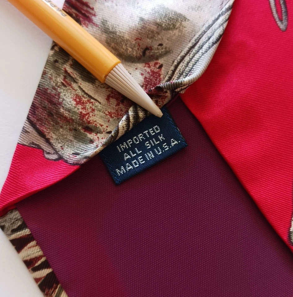 Corbata Ducks Unlimited Mallard Ducks Rojo Verde Marrón Toda Seda Hecha en EE. UU. De colección Foto 4 de 4