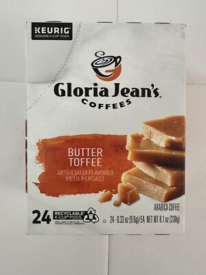 Gloria Jean's Coffees Butter Toffee, Single-Serve Keurig K-Cup Pods, Flavored
