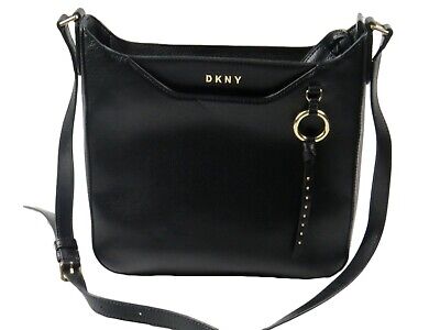DKNY Lola Black Leather Messenger Crossbody Purse for sale online