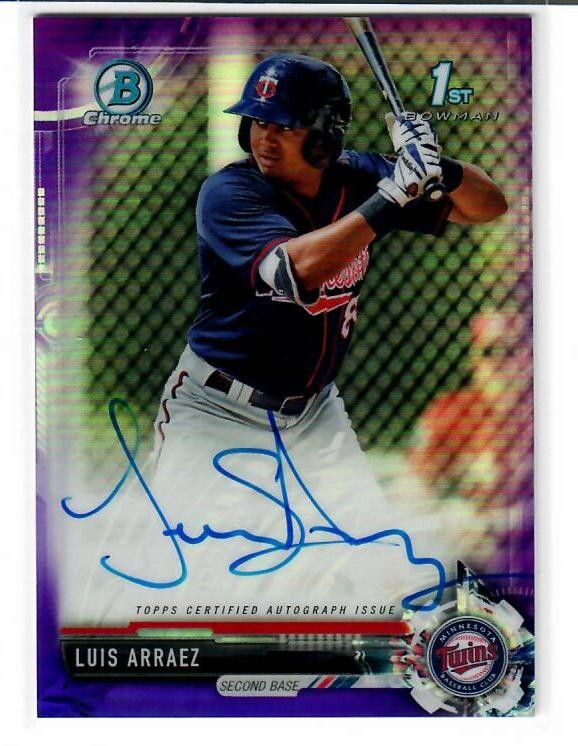 2017 Bowman Chrome Purple Refractor Luis Arraez RC AUTO 230/250