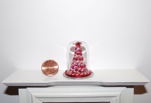 CASA DE MUÑECAS CARAMELO MINIATURA ~ ÁRBOL DE NAVIDAD CAÑA ESCALA 1:12 EN CÚPULA DE VIDRIO ¡NUEVO! - Imagen 3 de 12