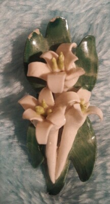 Vintage Artone Bone China Floral Leaf Brooch Pin