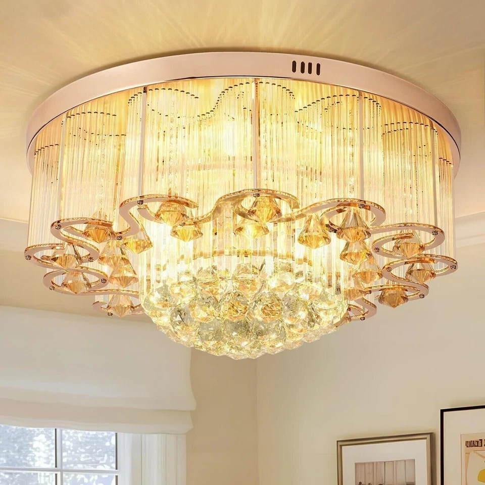 Lámparas de araña de cristal empotradas de 24"/31,5" con luz LED remota accesorios de techo Foto 2 de 4