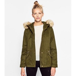 zara parka with faux fur collar