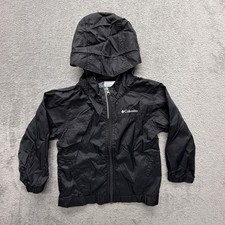 Columbia Jacket Boys 4T Black Windbreaker Hooded Full Zip Pockets Lined