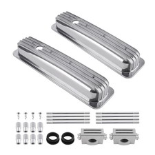 2x Valve Covers Center Bolt Polished For Sbc Small Block Chevy Engines 283 327