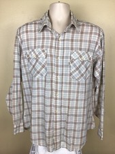 Vtg 80s Levi  s Plaid Western Shirt Beige XL Long Sleeve Button Down Front