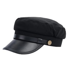 Black Chauffeur Hat Retro Flat Top Cap Driver Newsboy Costume Hat for Men
