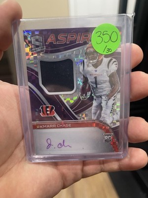 2021 Panini Spectra - Aspiring Patch Autographs Ja'Marr Chase Purple Prizm /30