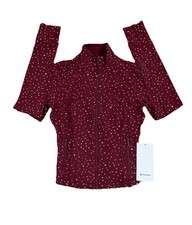 LULULEMON DEFINE CROPPED JACKET BURGUNDY HEART DOT PINK SIZE 8 NWT