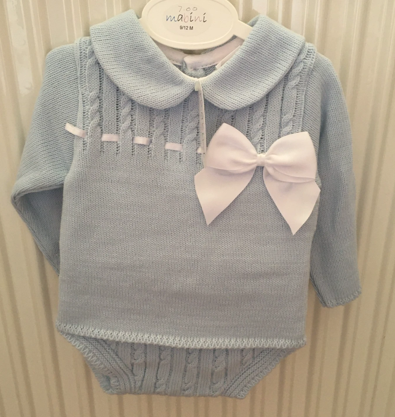baby boy clothes knitted set top Jam pants blue 9 - 12 months new