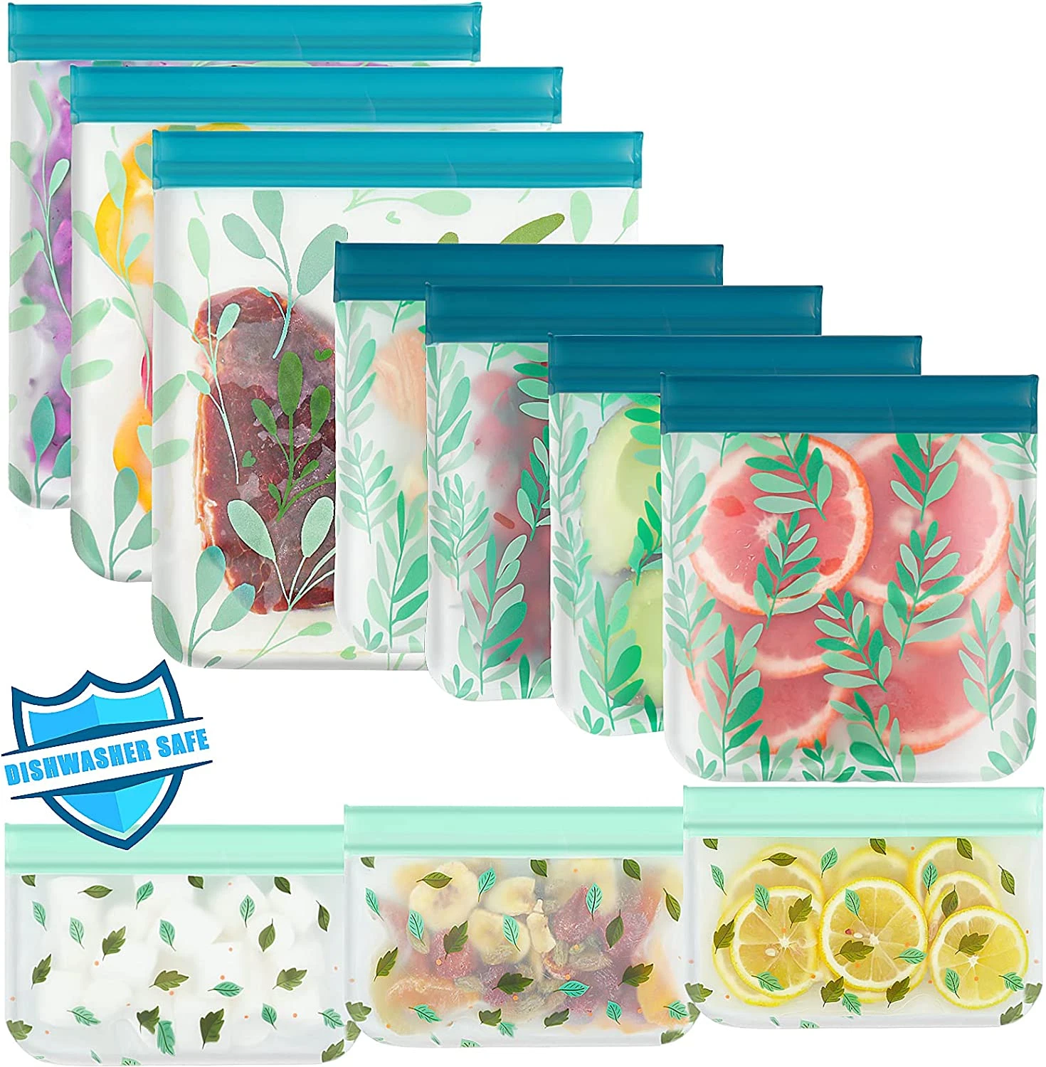 Reusable Food Storage Bags 10Pack PEVA Leakproof Freezer Bags BPA Free Safe
Opens in a new window or