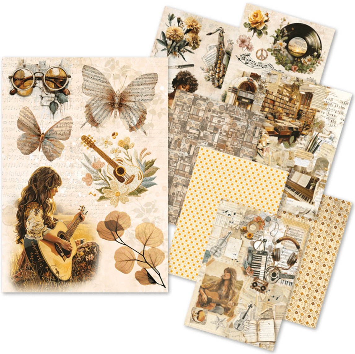 Ciao Bella Paper - Seventies - A5 Rice Paper (mixed x8) | CBRS043