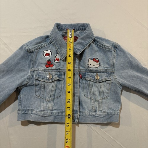 Hello Kitty Levis Jean Jacket Girls Small Sz 8-10 Years Crop Trucker Blue Denim - Picture 13 of 16
